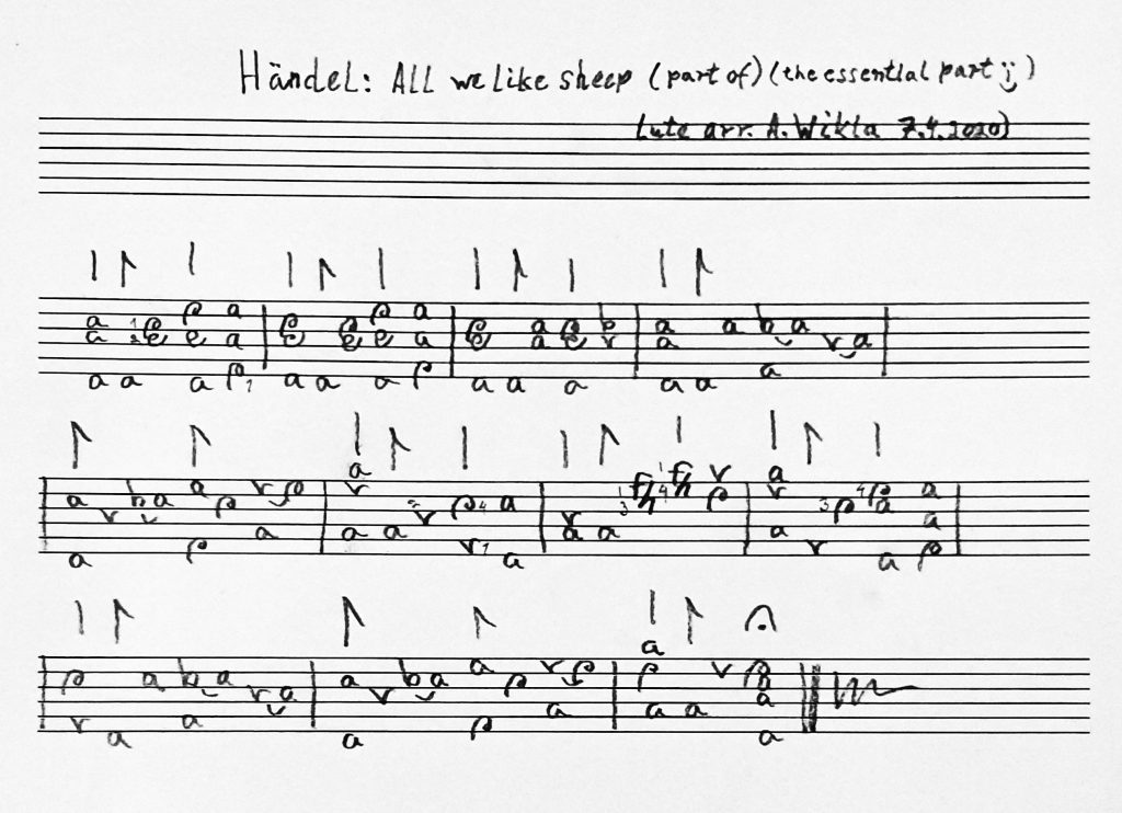 Tabulatuuri kappaleesta All we like sheep