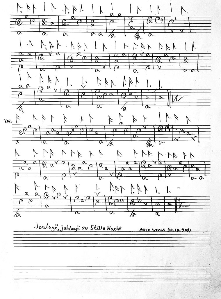 Jouluyö, juhlayö -kappaleen luuttutabulatuuri